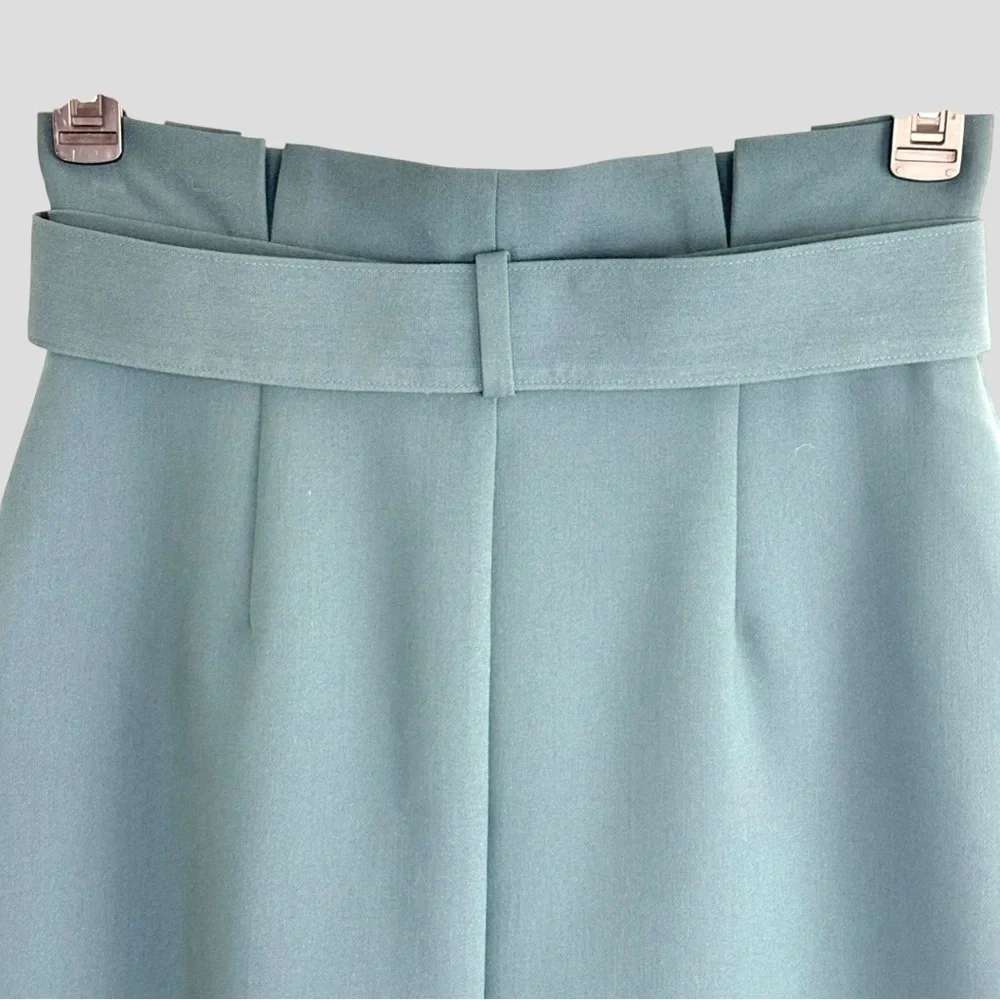 Banana Republic Teal Belted Mini Skirt Sz 4 | Structured‎ Workwear Office - Picture 4 of 10